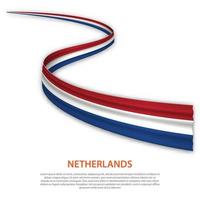 agitant un ruban ou une bannière avec le drapeau des Pays-Bas vecteur