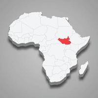 pays emplacement dans Afrique. 3d carte Sud Soudan vecteur