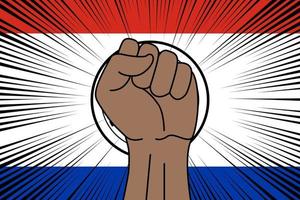 Humain poing serré symbole sur drapeau de paraguay vecteur