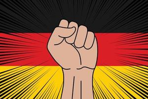 Humain poing serré symbole sur drapeau de Allemagne vecteur