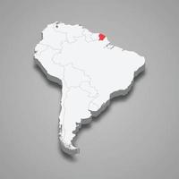 français Guyane pays emplacement dans Sud Amérique. 3d carte vecteur