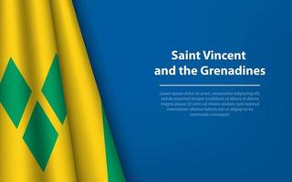 vague drapeau de Saint Vincent et le grenadines avec fond Contexte. vecteur