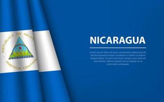 vague drapeau de Nicaragua avec fond Contexte. vecteur