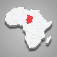 tchad pays emplacement dans Afrique. 3d carte vecteur