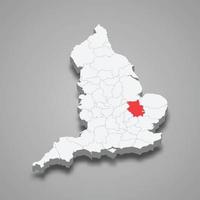 Cambridgeshire comté emplacement dans Angleterre 3d carte vecteur