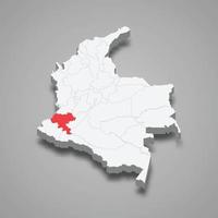 Cauca Région emplacement dans Colombie 3d carte vecteur