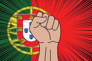 Humain poing serré symbole sur drapeau de le Portugal vecteur