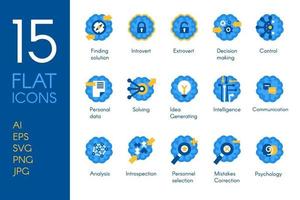 ensemble d & # 39; icônes plat cerveau activité humaine pensée vecteur