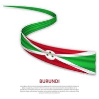 agitant ruban ou bannière avec drapeau de burundi vecteur