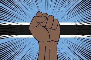 Humain poing serré symbole sur drapeau de le botswana vecteur