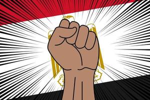 Humain poing serré symbole sur drapeau de Egypte vecteur