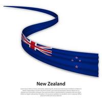 agitant un ruban ou une bannière avec le drapeau de la nouvelle-zélande vecteur