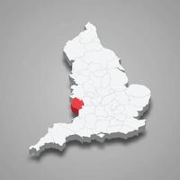 Herefordshire comté emplacement dans Angleterre 3d carte vecteur