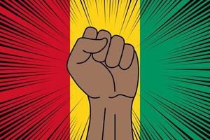 Humain poing serré symbole sur drapeau de Guinée vecteur