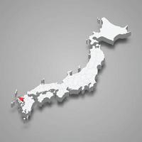saga Région emplacement dans Japon 3d carte vecteur