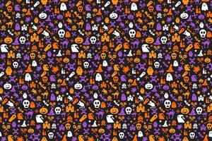 motif d & # 39; halloween sans couture avec crâne, chauve-souris, fantômes vecteur