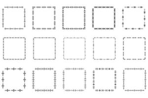 ensemble de cadres carrés et de monogrammes. collection bordures carrées décoratives. doodle abstrait. éléments de conception de doodle. étiquettes de modèle, autocollants, cartes. illustration vectorielle. vecteur