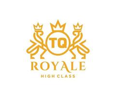 d'or lettre tq modèle logo luxe or lettre avec couronne. monogramme alphabet . magnifique Royal initiales lettre. vecteur