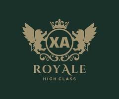d'or lettre xa modèle logo luxe or lettre avec couronne. monogramme alphabet . magnifique Royal initiales lettre. vecteur