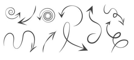 infographie éléments sur isolé blanc arrière-plan, Facile flèches. ligne art style. ensemble de différent pointeurs et flèches. noir et blanc illustration. griffonnages vecteur