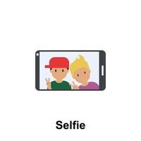 selfie, homme, téléphone intelligent Couleur vecteur icône