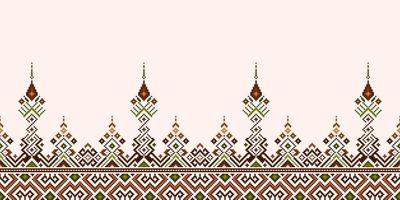 traverser point et pixel ethnique motifs apporter vibrant style à tissus, saris, et ikat conceptions, marron Couleur traverser point. traditionnel conception. vecteur