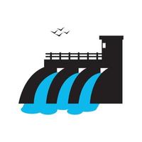 l'eau barrage logo icône, illustration conception modèle vecteur