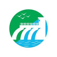 l'eau barrage logo icône, illustration conception modèle vecteur