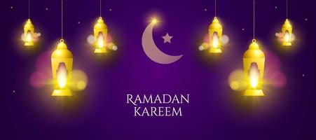 eid mubarak Ramadan kareem paysage traditionnel islamique bannière modèle Contexte. réaliste brillant lanterne. islamique religion concept conception. vecteur illustration.