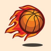 basketball Balle dans flammes logo vecteur