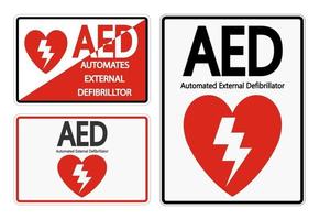 définir l'étiquette de signe symbole aed sur fond blanc vecteur