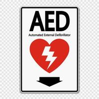 étiquette de signe symbole aed sur fond transparent vecteur