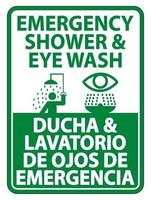 douche bilingue et signe de lavage des yeux isoler sur fond blanc, illustration vectorielle vecteur