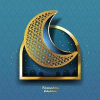 conception de ramadan kareem avec lampe arabe en or. illustration vectorielle. vecteur
