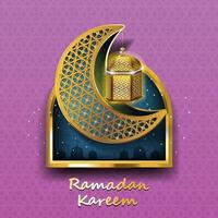 conception de ramadan kareem avec lampe arabe en or. illustration vectorielle. vecteur