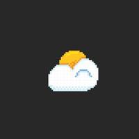 Soleil et nuage dans pixel art style vecteur