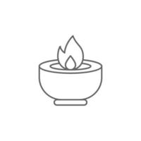 Diwali, bougie, flamme vecteur icône