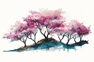 aquarelle Cerise fleur bosquet illustration conception vecteur