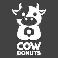 moderne mascotte plat conception Facile minimaliste mignonne vache Donut logo icône conception modèle vecteur avec moderne illustration concept style pour café, boulangerie boutique, restaurant, badge, emblème et étiquette