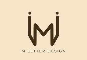 unique mono ligne conception de m initiale lettre vecteur