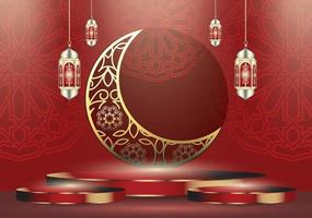 islamique vacances fête bannière conçu avec croissant lune et illustration de mosquée. Contexte adapté pour Ramadan et eid al-fitr vecteur