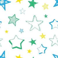 fond transparent d'étoiles de doodle. étoiles multicolores dessinées à la main sur fond blanc. illustration vectorielle vecteur