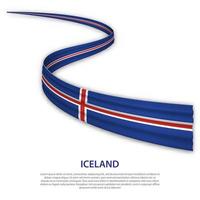 agitant un ruban ou une bannière avec le drapeau de l'islande vecteur