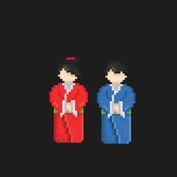 Japonais Femme de ménage dans pixel art style vecteur