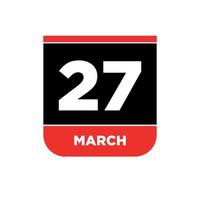 27e Mars journée icône. journée 27 de Mars calendrier. vecteur