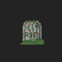 pierre tombale avec vigne dans pixels art style vecteur