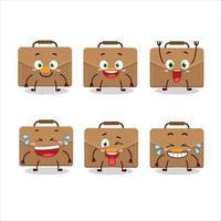 dessin animé personnage de marron valise avec sourire expression vecteur