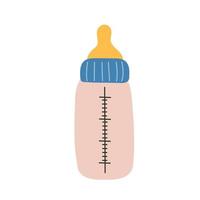 biberon pour lait ou mélanges, ustensiles de nourriture pour bébé, articles pour enfants, clipart vectoriel. vecteur