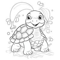 magnifique mignonne tortue coloration pages vecteur