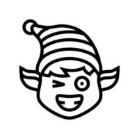 tête elfe marrant ligne icône vecteur illustration